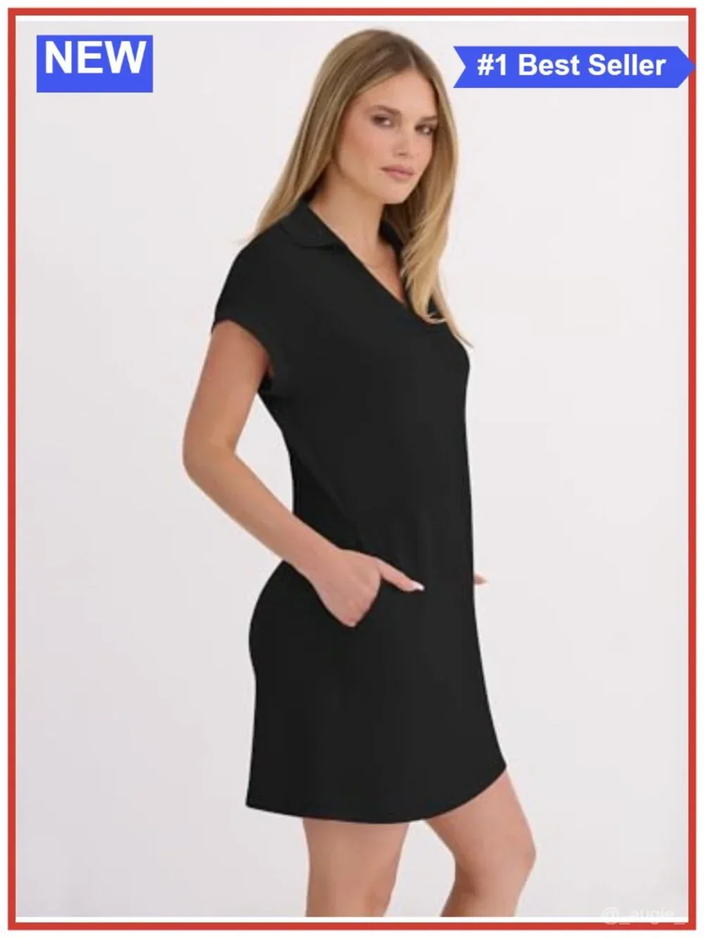 Women's Casual V Neck Mini Shirt Dress with Pockets Cap Sleeve Summer Vacation